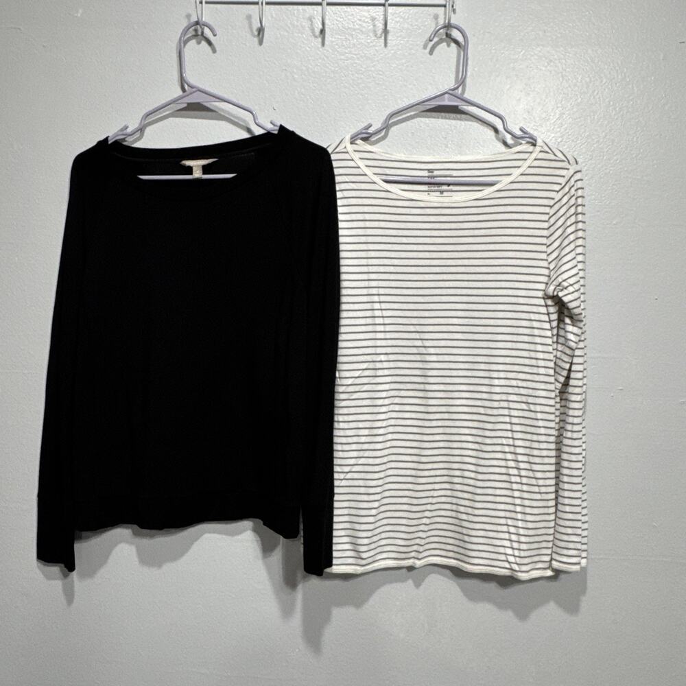 Gap & Banana Republic Womens M Top Long Sleeve Tee Black Semi Sheer Back Lot (2)